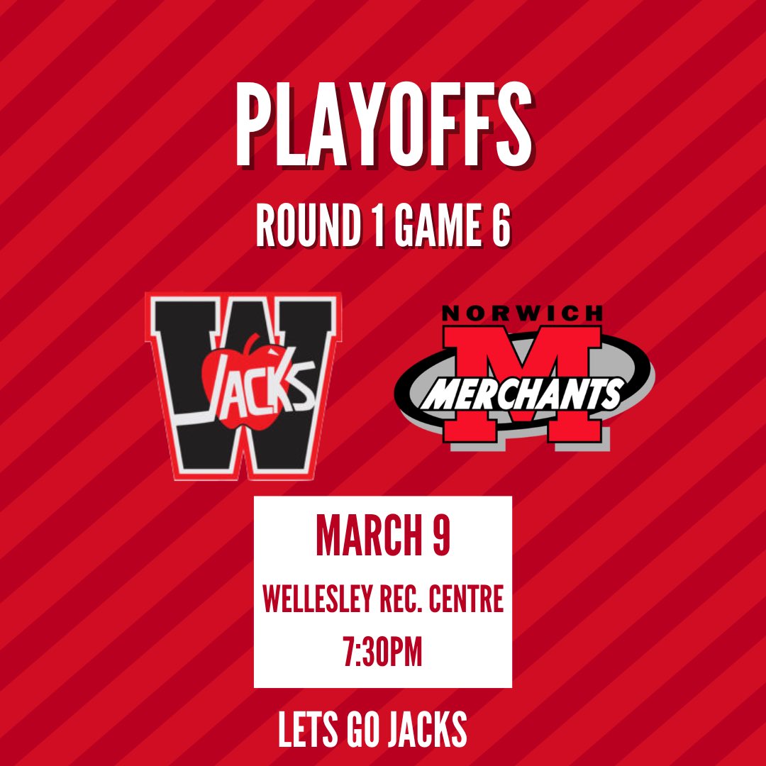 🍎GAME DAY🍎

With Norwich leading the series 3-2, the Jacks are hoping to force a game 7! Come out and help cheer the boys to victory!!