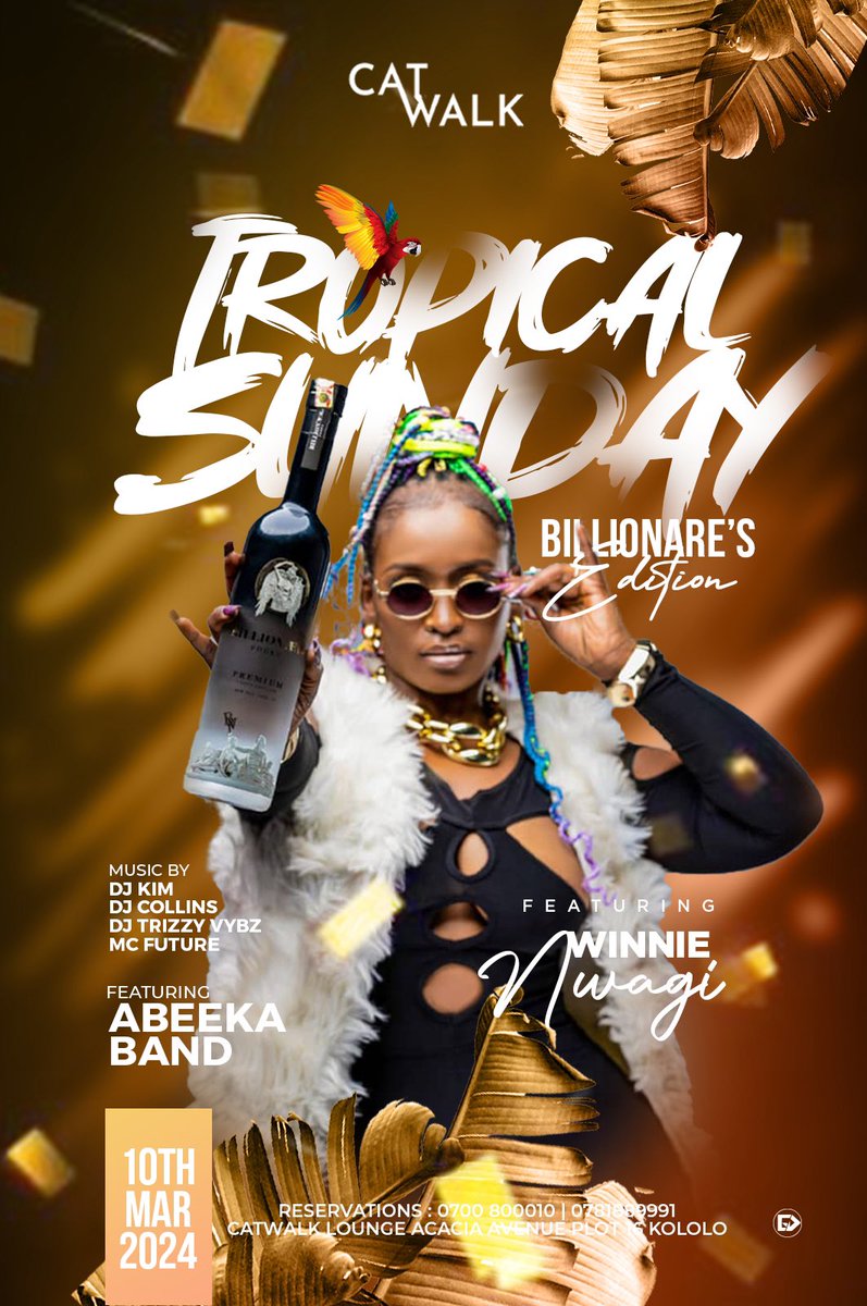 Whr my billionaires @… This Sunday @billionaerug Come let’s mingle 😉#TropicalSunday #CatWalkBar&Lounge See y’all 😚😚