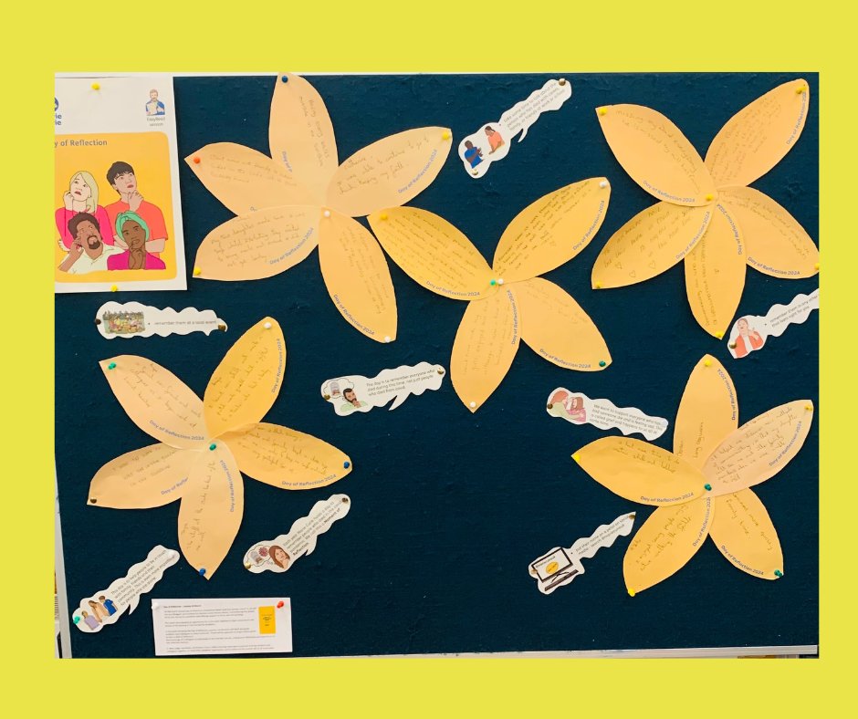 JRHT (@thejrht) on Twitter photo To honour #DayOfReflection, activity coordinators, colleagues & residents captured memories on yellow petals, creating a Wall of Reflection. A beautiful moment of solidarity & remembrance. #TogetherStronger π<a href="/mariecurieuk/">Marie Curie</a> To honour #DayOfReflection, activity coordinators, colleagues & residents captured memories on yellow petals, creating a Wall of Reflection. A beautiful moment of solidarity & remembrance. #TogetherStronger π<a href="/mariecurieuk/">Marie Curie</a>
