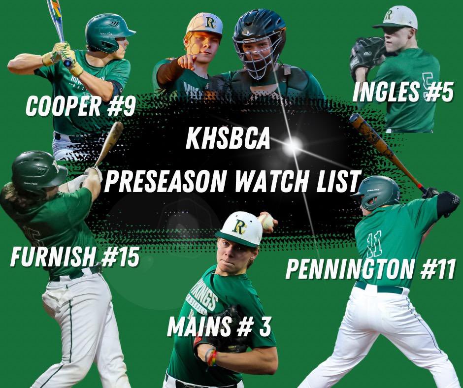 Rowan County Baseball (@rc_vikings) on Twitter photo Shout out to the boys in Green and Gold for being recognized on the <a href="/kyhsbca/">KHSBCA</a> preseason watchlist. Congrats to <a href="/Hayden__Mains/">Hayden Mains</a> , <a href="/ChanceFurnish/">Chance Furnish</a> , <a href="/caleb_cooper9/">Caleb Cooper</a> , <a href="/jandrewingles/">Jayson Ingles</a> , and <a href="/APennington2026/">Aaron Pennington</a> . Hard work paying off but still more work to be done. #GoVikings #AnchorDown Shout out to the boys in Green and Gold for being recognized on the <a href="/kyhsbca/">KHSBCA</a> preseason watchlist. Congrats to <a href="/Hayden__Mains/">Hayden Mains</a> , <a href="/ChanceFurnish/">Chance Furnish</a> , <a href="/caleb_cooper9/">Caleb Cooper</a> , <a href="/jandrewingles/">Jayson Ingles</a> , and <a href="/APennington2026/">Aaron Pennington</a> . Hard work paying off but still more work to be done. #GoVikings #AnchorDown