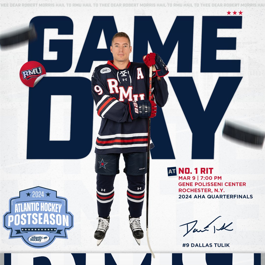 RMUMHockey's tweet photo. PLAYOFF HOCKEY‼️ LET'S GOOOOO😎

🆚: No. 1 RIT 
📌: Rochester, N.Y.
🏟️: Gene Polisseni Center 
⏰: 7:00 PM 
📺: @FloHockey 
🔗: https://t.co/xeJFUZgYOT 
📊: https://t.co/Vb6KLhyCZK 

#BobbyMo #AHA20 https://t.co/yyRMKHUt1P