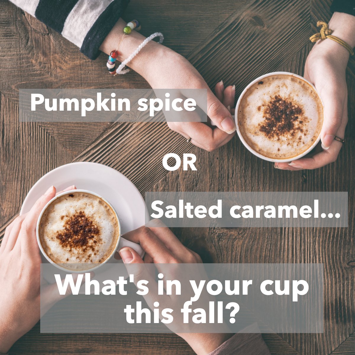 Pumpkin Spice or Salted Caramel?

Or do you have any other favorite drinks this season?

#fallseason #fallstyle #Fall
 #davidredding #azreddingteam #barrettrealestate #bre #realtor #realestate