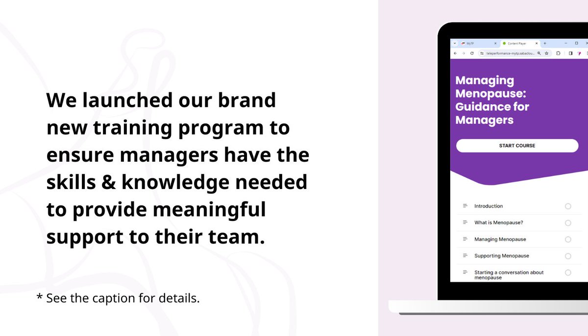TPmarketingUK's tweet photo. At Teleperformance, we recognize the importance of standing by women at every stage of their journey.
π¬ Reach out to your Employee Experience rep to gain access to our private support group.
#MenopauseSupport #InspireInclusion #TeleperformanceUK https://t.co/m0Pzx4Q29k