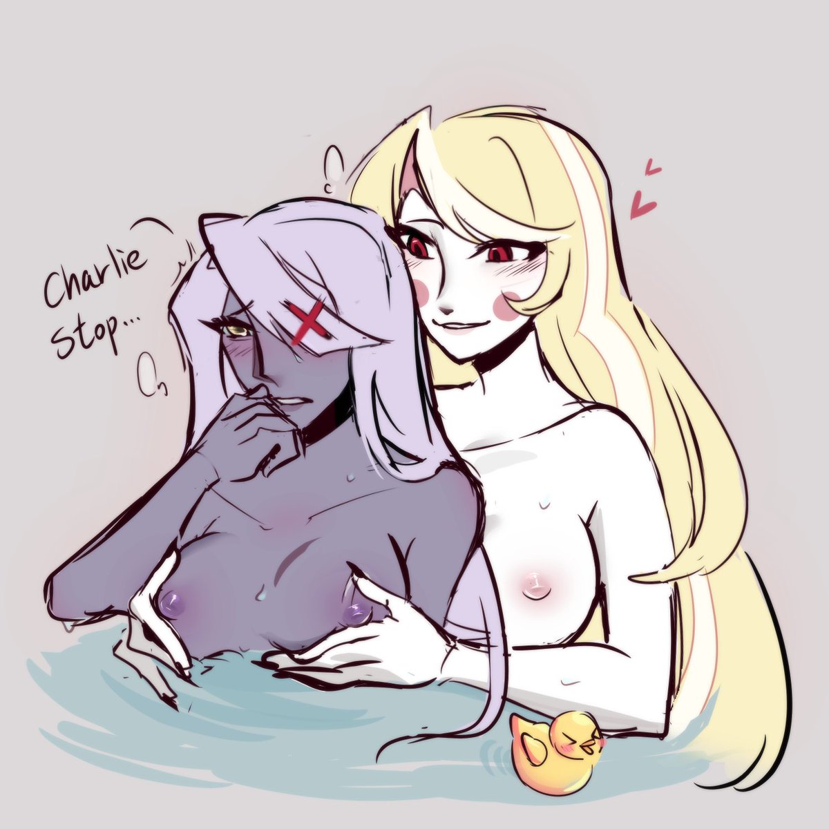 Onigiripus's tweet photo. They must be like this when they take a bath🔥
#chaggie #HazbinHotel https://t.co/4Syrzj5ext