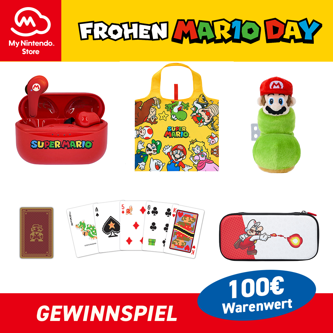 Frohen #MAR10DAY! 

Zur Feier des energiegeladenen Helden verlosen wir jetzt ein Super Mario Fan-Paket im Wert von über 100€! 
Um teilzunehmen, folgt <a href="/NintendoStoreDE/">My Nintendo Store DE</a>, repostet und beantwortet uns folgende Frage in den Kommentaren: Was ist eure schönste Erinnerung mit Mario?