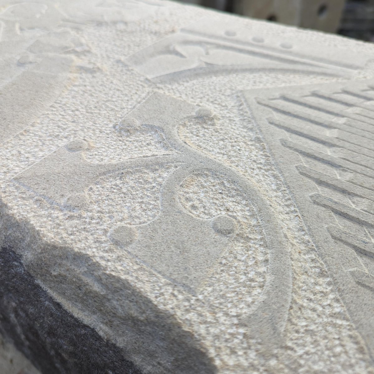 A #sneakpeek for your Saturday...last week we got to see the progress on our carved stone piece for Calverley Old Hall. Inspired by designs chosen by members of the public and telling the story of the Hall and its restoration, we think it looks incredible! @HeritageFundNOR