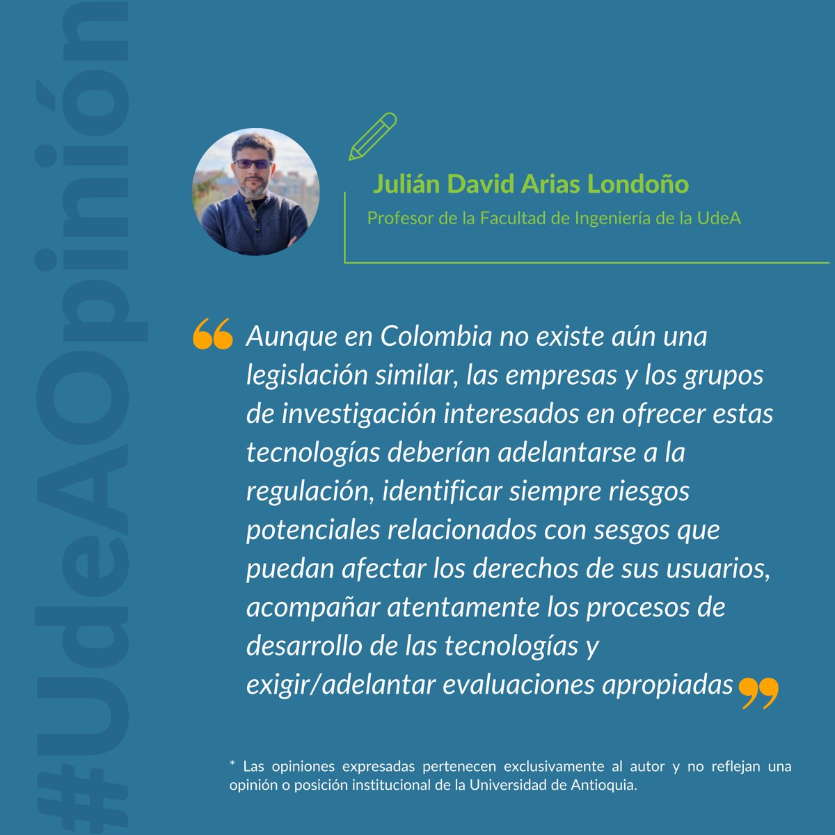 UdeA's tweet photo. 🧐 | Hoy en #UdeAOpinión: «IA confiable», por Julián David Arias Londoño. Profesor de la Facultad de Ingeniería de la UdeA.        

📌 Continúa leyendo la columna aquí  👉https://t.co/FIM4jwDdum https://t.co/RdtbPQYxIA