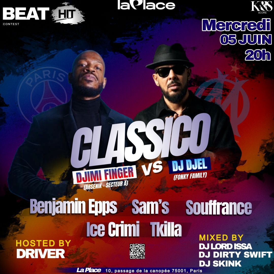 Note cette date dans ton agenda !!! 
Billetterie : link.dice.fm/ncd524a4db40
<a href="/LaPlaceHipHop/">La Place</a> 
<a href="/DjDjel/">DjDjel</a> 
<a href="/dirtyswift/">Dirty Swift</a> 
@drivermc 
<a href="/Icecriminel/">ICE CRIMI</a> 
<a href="/SamsOfficiel/">Sam's</a> 
<a href="/BenjaminEpps3/">Benjamin Epps</a> 
<a href="/MRTKILLA95/">T.KILLA95</a>