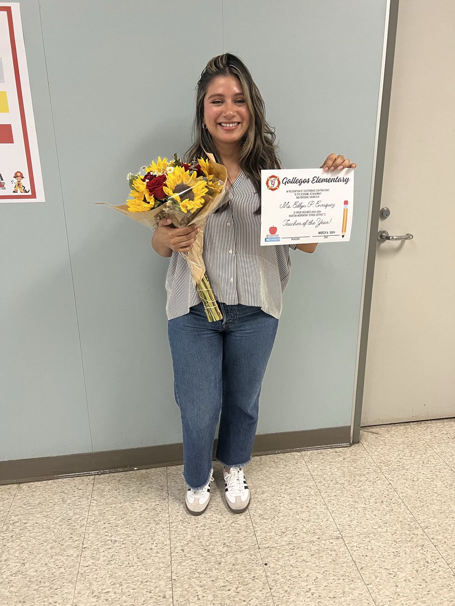 Hats off to <a href="/GallegosElem/">Gallegos Elem.</a> Teacher of the Year!!! <a href="/edlyn_mares/">Edlyn Enriquez, M.Ed.</a>