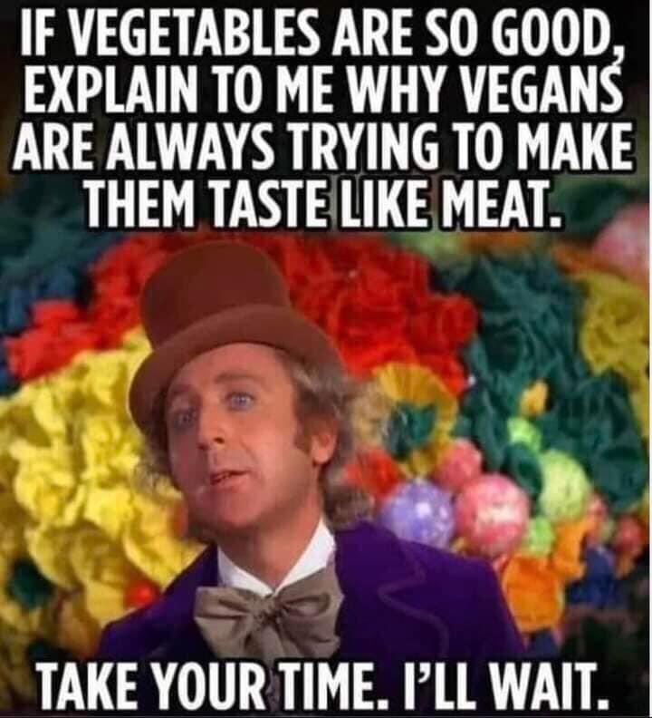LuckyHoofer's tweet photo. Stop demanding for the Abolishment AND extinctionism (but with #ExtraSteps) of the animals that you and ya Squadies don't eat or drink from. And pushing people to be Croppies so ya can have your JustEGGS and Gardeins and BEYOND Burgers and Daiyas and your Silks and Almond Breezes https://t.co/4Tj3TNr5Vk