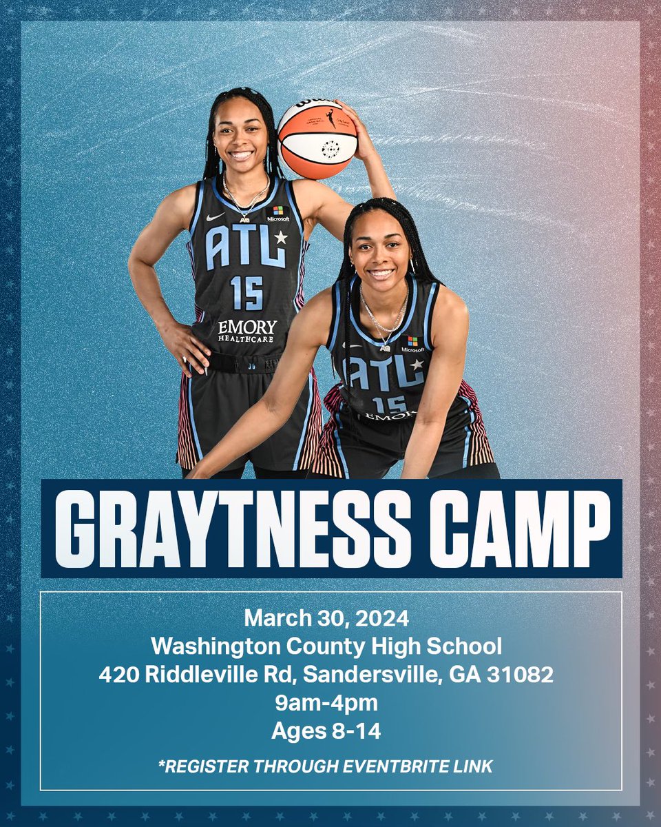 I'm hosting a FREE Graytness Camp in my hometown Sandersville, GA! Lunch will also be provided for all kids in attendance!
We have 75 spots available so make sure you register your camper through the link below! eventbrite.com/e/858446515637…