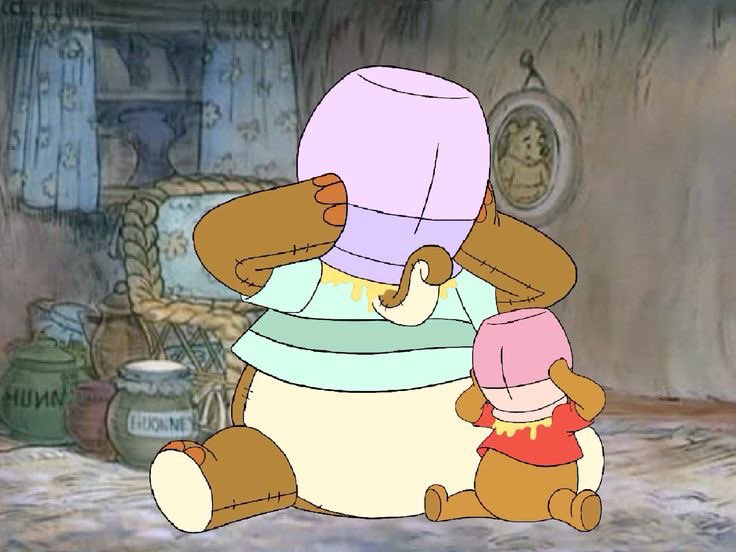 Pooh and Papa Heffalump put some honey pots on them giving some