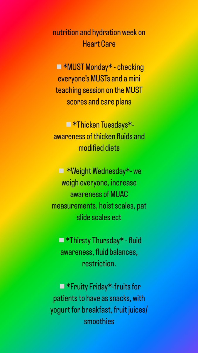 HCU_SCO's tweet photo. Nutrition and Hydration week plan. #staffeducation #nutrition #hydration #MUST @SalfordCO_NHS @deborahcarr1984 @jenniferCourbet @belfield_kim https://t.co/p74bCCoK7p