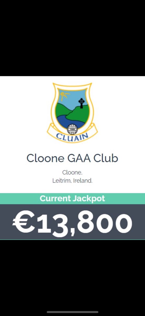 Lotto draw takes place Tonight, Saturday 9th March in McKeon's Bar, Cloone after our club social event "Come Dine With Me".
Tickets can be bought on the night or online on Clubforce via the link below before 9:30 on the night of the Lotto draw:
 clubs.clubforce.com/clubs/gaa-cloo