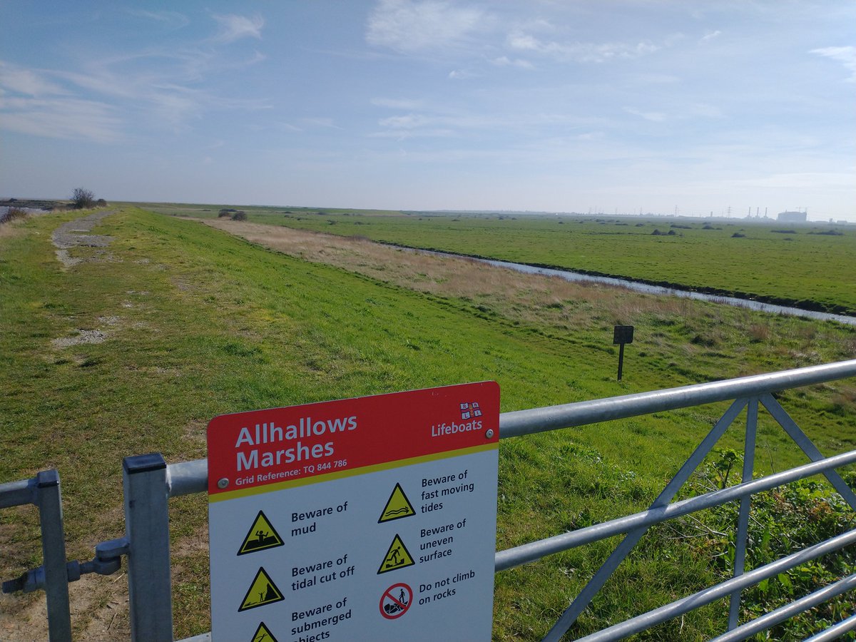 Sunny walk today along the end of the <a href="/ThamesPathNT/">Thames Path National Trail</a> transitioning into the <a href="/EnglandPath/">England Coast Path</a> from AllHallows in Hoo to Isle of Grain then to Lower Stoke on the Medway. #thamesestuary #hoo #kent