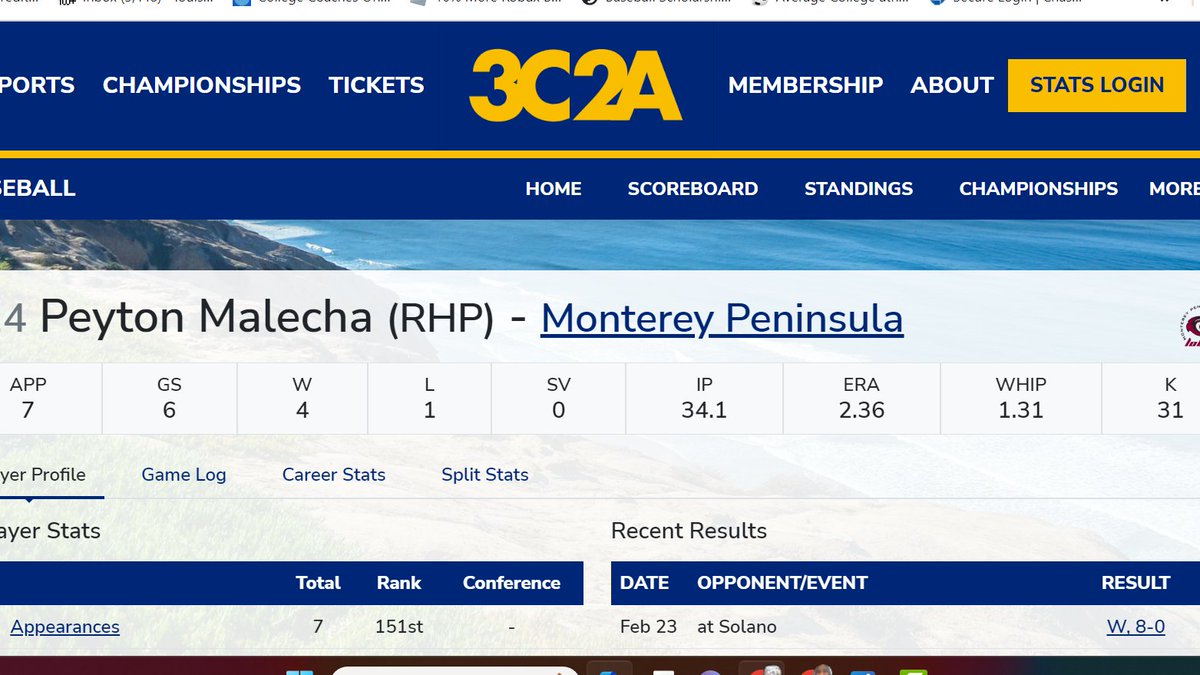 Congrats To #PeytonMalecha Who Is Pitching Lights Out At Cali JC!