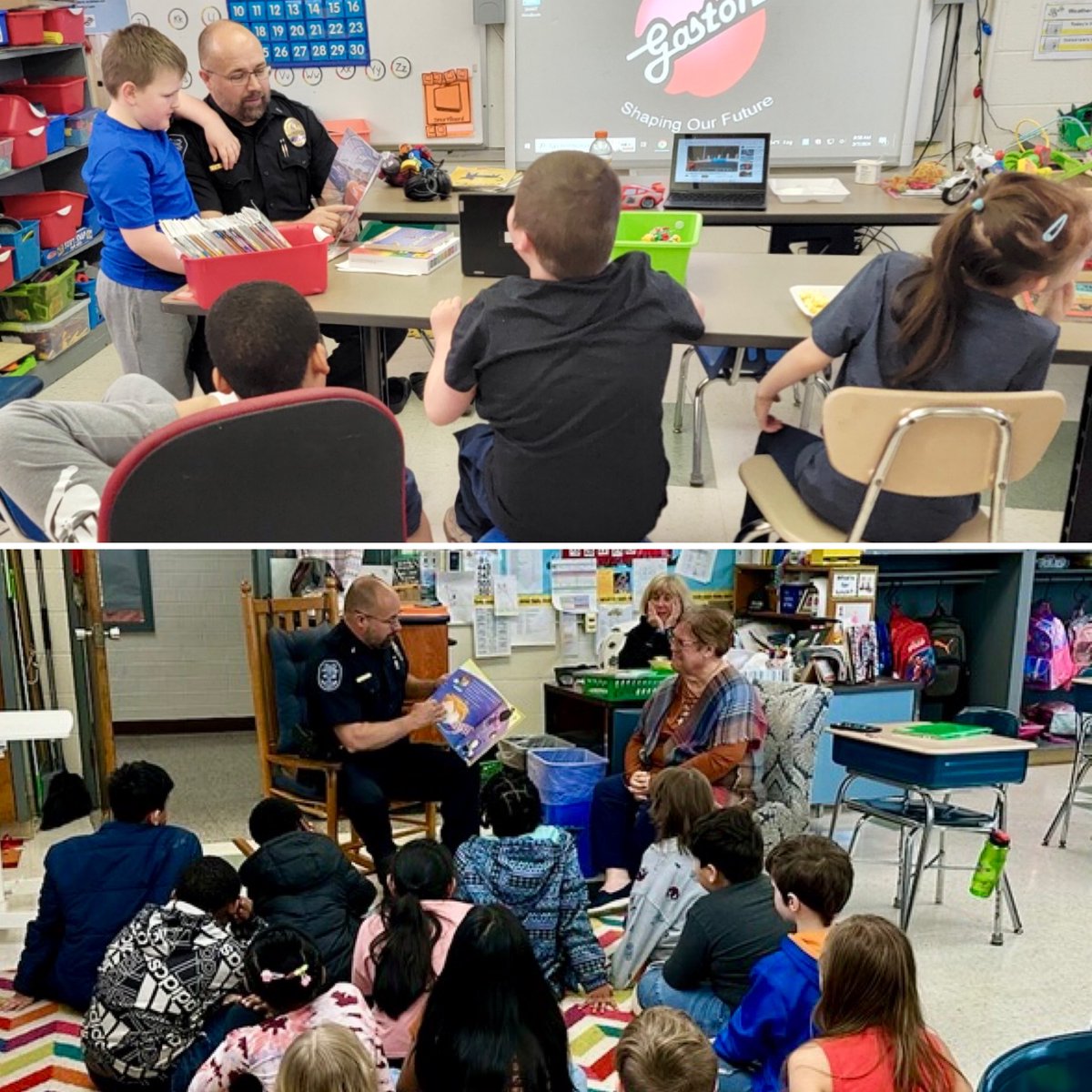 We are wrapping up Read Across America week with LT. Brian Atkins reading to students at Gardner Park Elementary School in Gastonia. Thank you for hosting us in schools this past week, we enjoy reading to the students! #Gastoniapolice