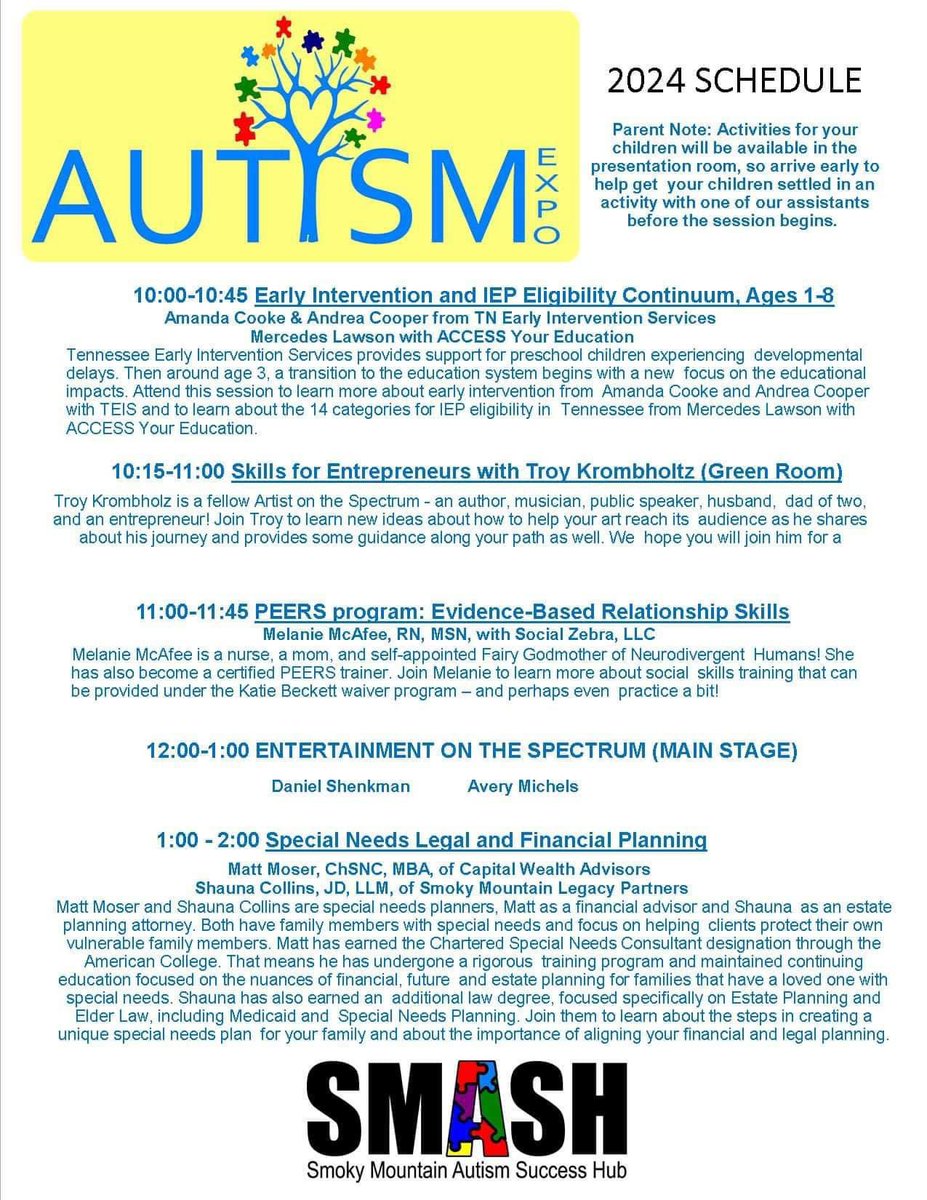 MsGSpEducator's tweet image. Autism Expo today in Pigeon Forge-free!