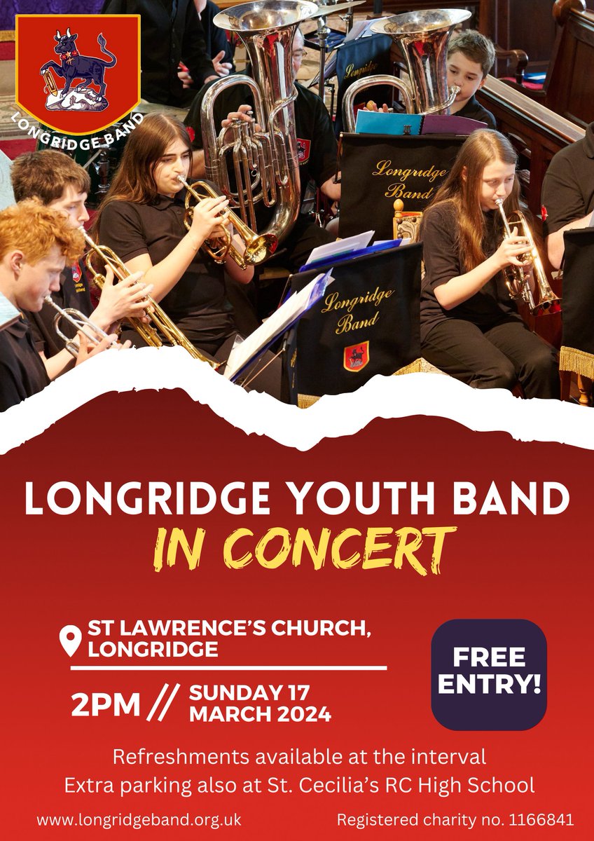 The Youth Band are excited to present their end of term concert at St. Lawrence's Church in Longridge next Sunday. Free entry!