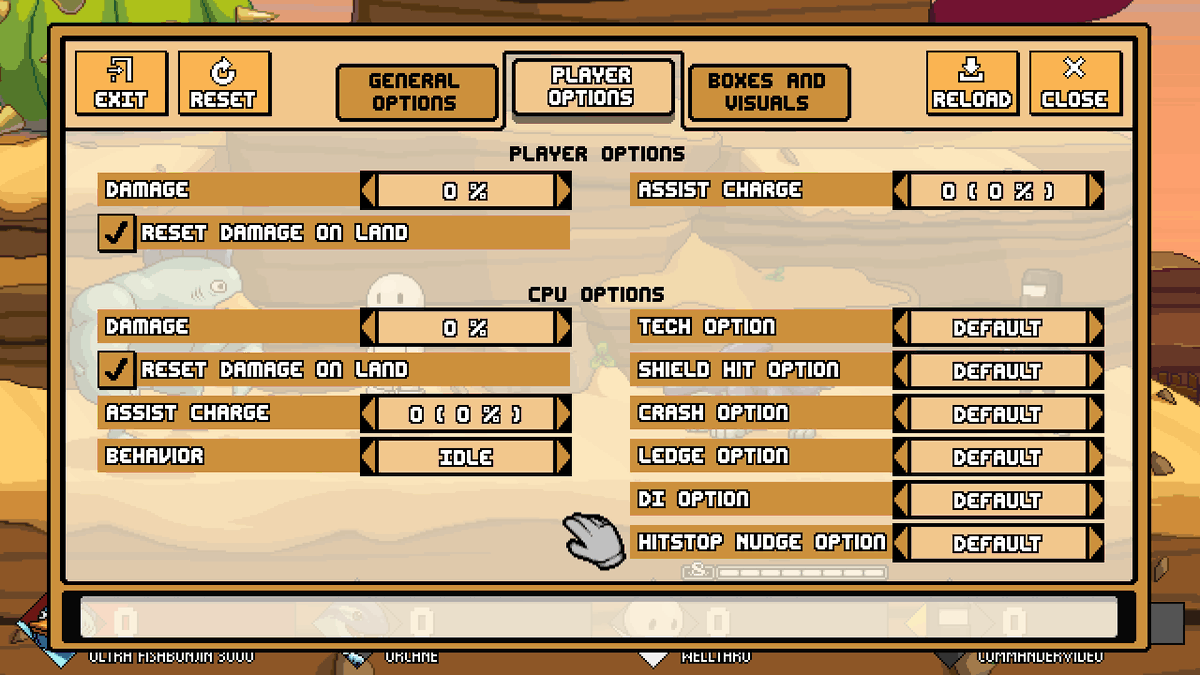 FraymakersGame's tweet photo. 🏋️‍♂️ Our training mode overhaul is out now! 🏋️‍♀️ Featuring a ton of highly requested features to help you test characters and custom content.

As an added bonus, we added a bunch of the options to replay mode, too! https://t.co/gy1JvDDdUe