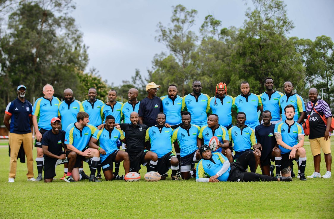 RugbyRwanda's tweet photo. The RwandaRugby veterans triumphed 23/12over the Uganda veterans from the Ntare Alminu Rugby Fraternity group in an enjoyable game.Our gratitude goes to the Minisports representative for presenting the trophy to the winner.@WorldRugby @RugbyAfrique 
@Rwanda_Sports @RwandaOlympic https://t.co/0RflXaqFvW