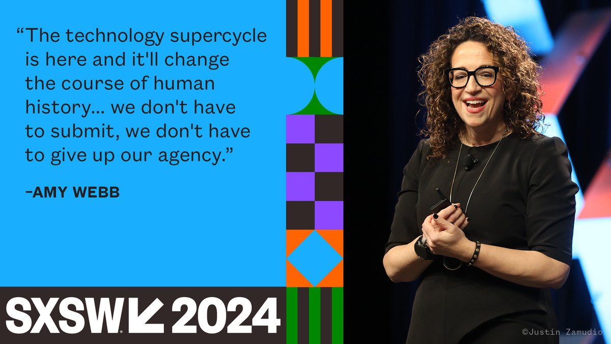 sxsw's tweet photo. @amywebb launches the Future Today Institute's (@fti) 17th edition of its Tech Trends Report at #SXSW 2024! https://t.co/3EGKcTn5jR
