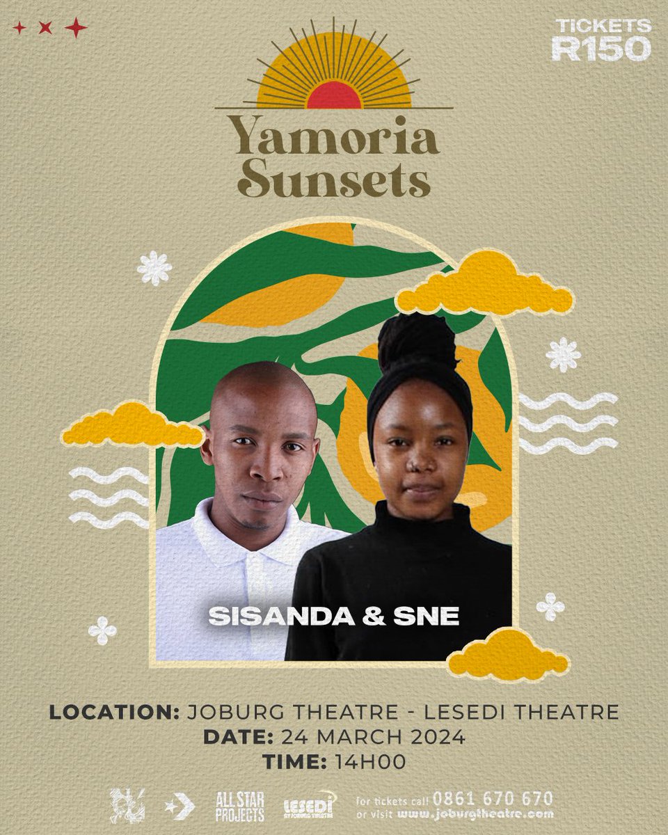 Storytelling through body, movement and art. Sisanda and Sne are capture our poems in the most gorgeous dance pieces 🥺
Catch them at Yamoria Sunsets on 24 March 2024.
Get yo Tickets 🎟 
webtickets.co.za/event.aspx?ite…