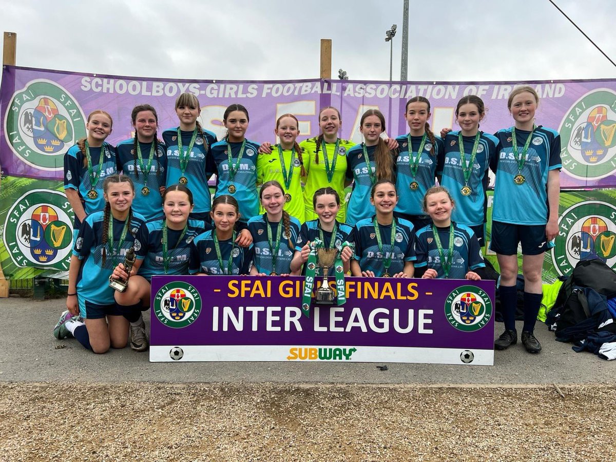 All Ireland <a href="/SFAIreland/">SFAI</a> U14 Trophy winners. She’s only gone and got Player of the match! Congrats to Sarah Costello in Form 2, her team mates and management! Limerick Desmond won 2-1 after extra time. Sarah also on the score sheet! <a href="/colaiste/">Coláiste Chiaráin</a> <a href="/limerickdesmond/">Limerick Desmond SBGL League & Academy</a> <a href="/faischools/">FAI Schools</a>