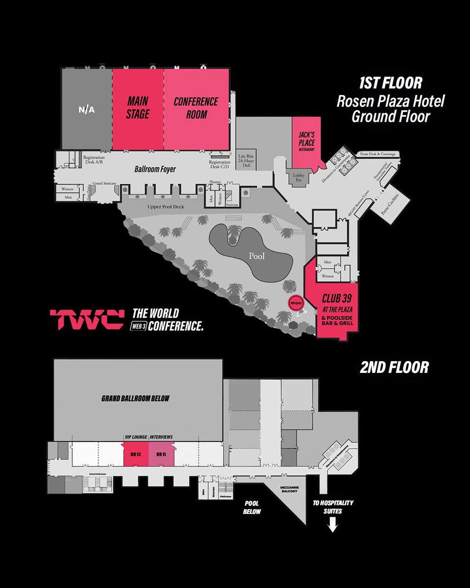 TWCWeb3's tweet image. Step into the heartbeat of innovation! 🌐✨Swipe through to explore the jam-packed schedule, unravel the conference floor plans. From breakout rooms to the Shill &amp;amp; Chill Lounge, get ready to dive into the epicenter of web3 magic! 🗓️🌐#TWC2024 #InnovationUnveiled #OrlandoTech