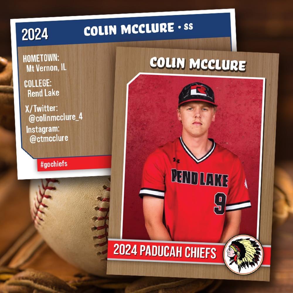 Paducah_Chiefs's tweet photo. Meet our newest Chief, Colin McClure!  @colinmcclure_4 is a 6' and 190 pound infielder from Mount Vernon, IL.  Colin's parents are Amanda and Quinn McClure.  He is a sports management major at Rend Lake College.  #OurTribe https://t.co/TsbhGlvuQQ