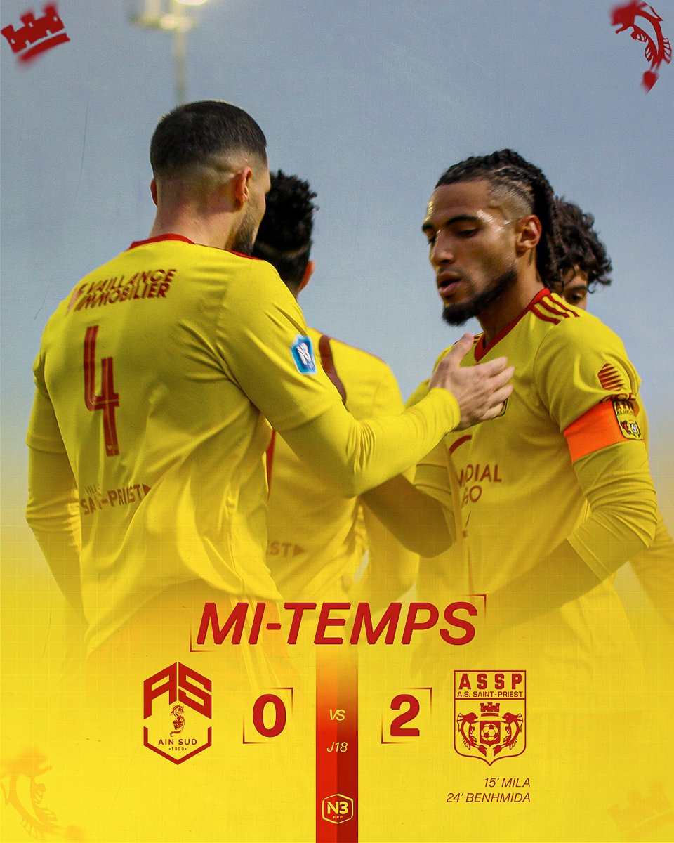 assaintpriest's tweet photo. ⏹ ASF-ASSP | ⚪️ 0-2💊| ⏱45’
L'AS Saint-Priest fait le break dans cette première mi-temps !💪
Une mi-temps sérieuse pour l'ASSP il reste 45 minutes pour confirmer ce résultat !
~ #Saison𝗔𝗦𝗦𝗣 | #N3 | #𝗔𝗦𝗦𝗣 | #ASFASSP https://t.co/vB5CFowIdk