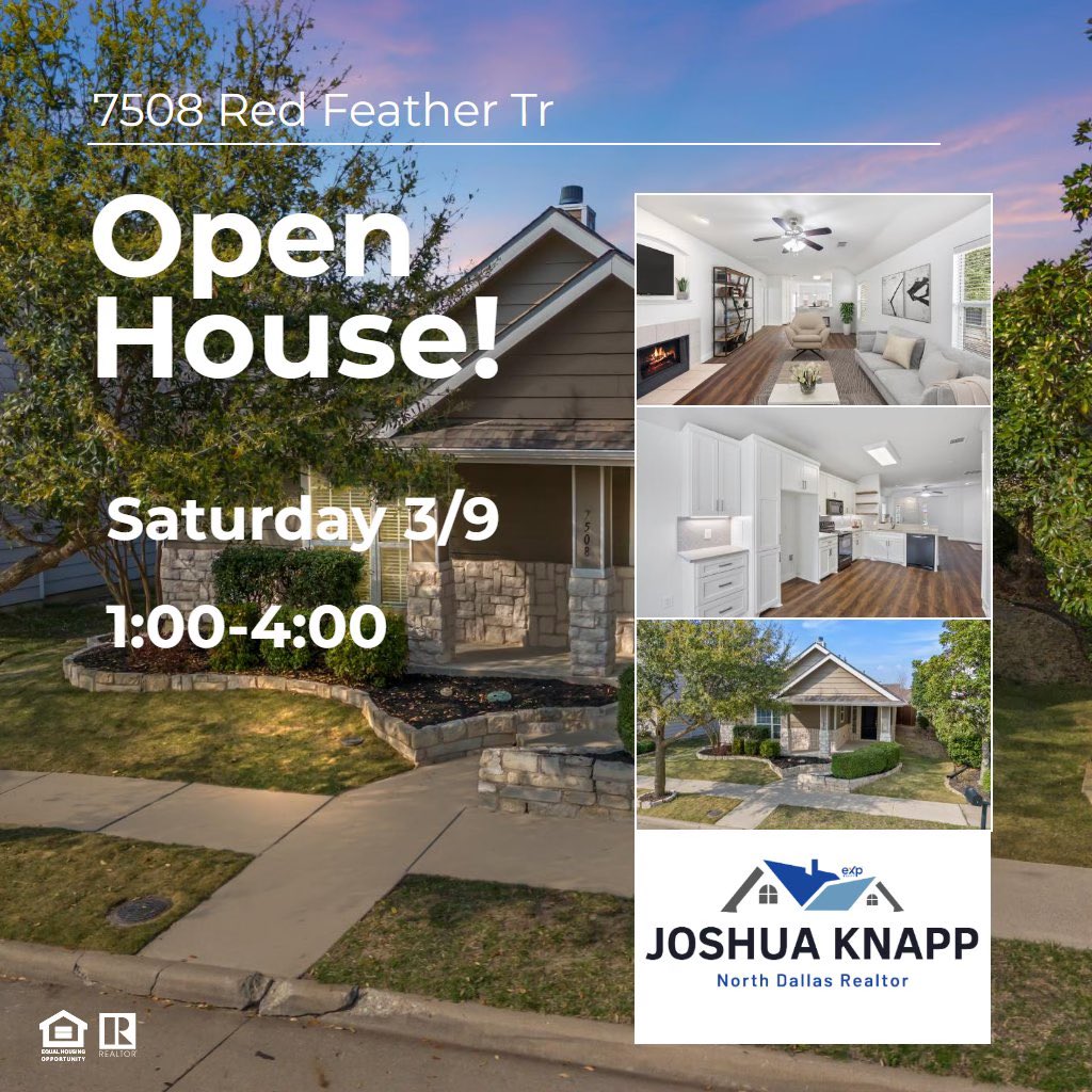 #openhouse Today (3/9) from 1-4 at 7508 Red Feather Trail in #mckinneytx #knappknowshomes @craig_ranch @cityofmckinney #movingtotexas