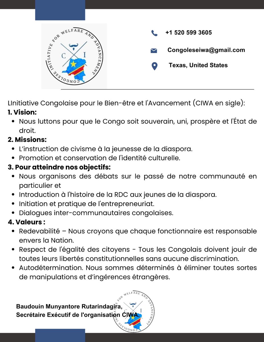 Congolese Initiative for Welfare & Advancement tweet media