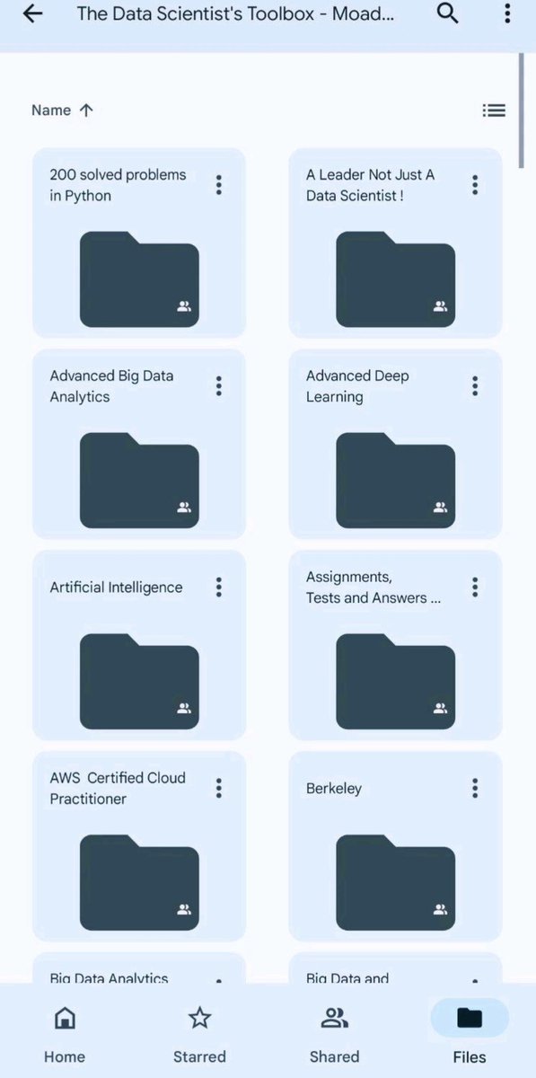 kdaprov's tweet photo. STOP PAYING FOR ONLINE COURSES! This Folder is a goldmine of resources and will Help Us Transition to Tech. CHECK THIS FOLDER OUT:.
MBA
GPython
GBIG DATA
GData Science
GAWS Certified
GData Analytics
GEthical Hacking
Cloud Computing
GMachine Learning
GArtificial Intelligence
Ib https://t.co/L0pMcDw4rp