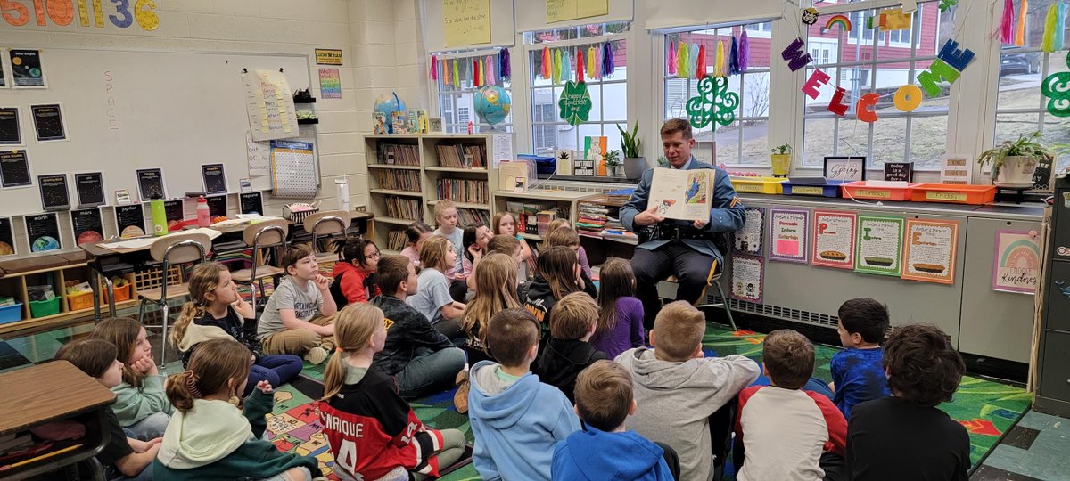 In celebration of Read Across America, we would like to give a special thanks to our guest reader, Trooper Wolcott, for reading to our PreK through 5 students.