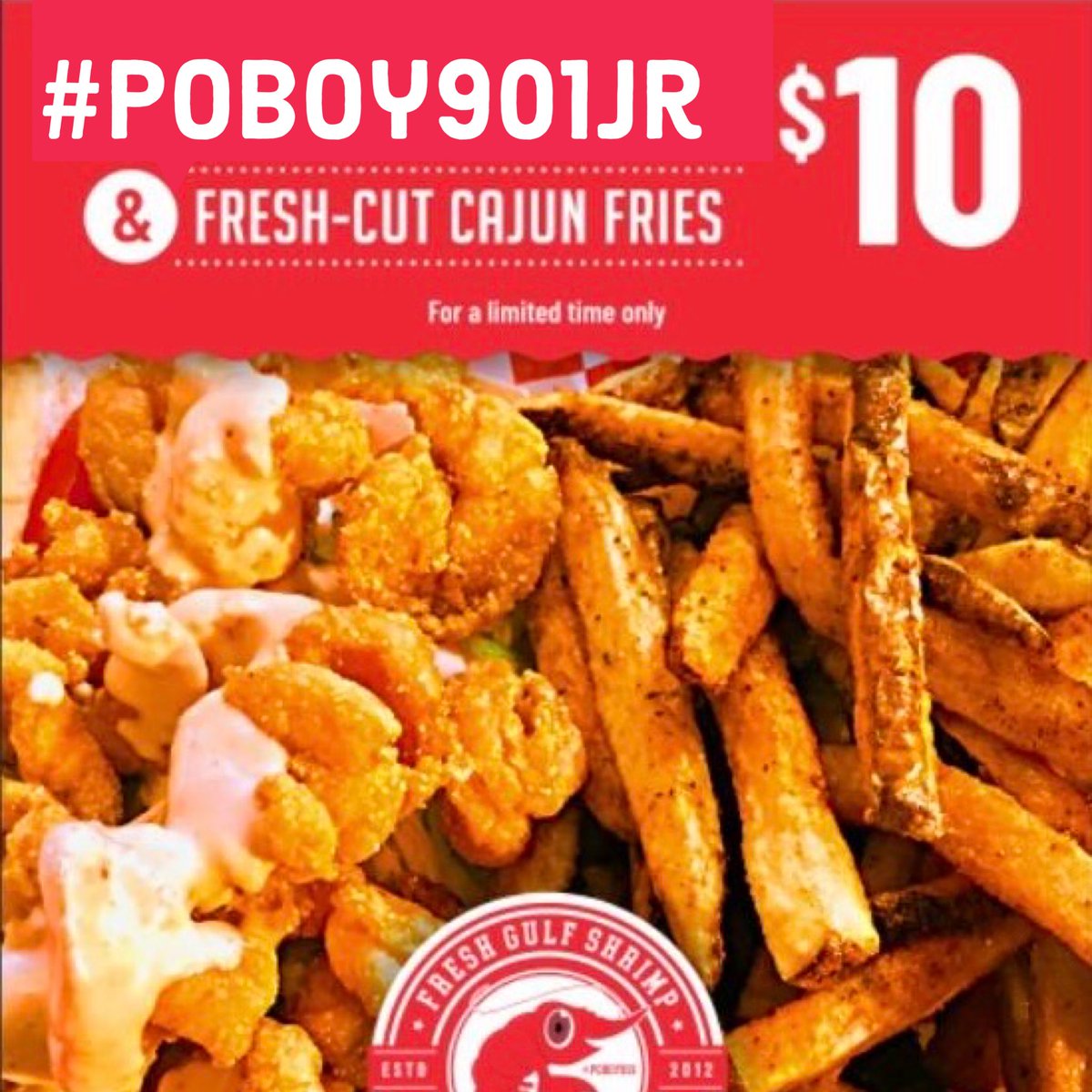 Happy Saturday! We are Springing into March Madness with our #PoBoy901Jr &amp; Fries Special for only $10…Limited time only <a href="/FRESHGULF/">FRESH GULF SHRIMP</a> <a href="/OakCourtMall/">Oak Court Mall</a> 11-7pm Monday-Saturday