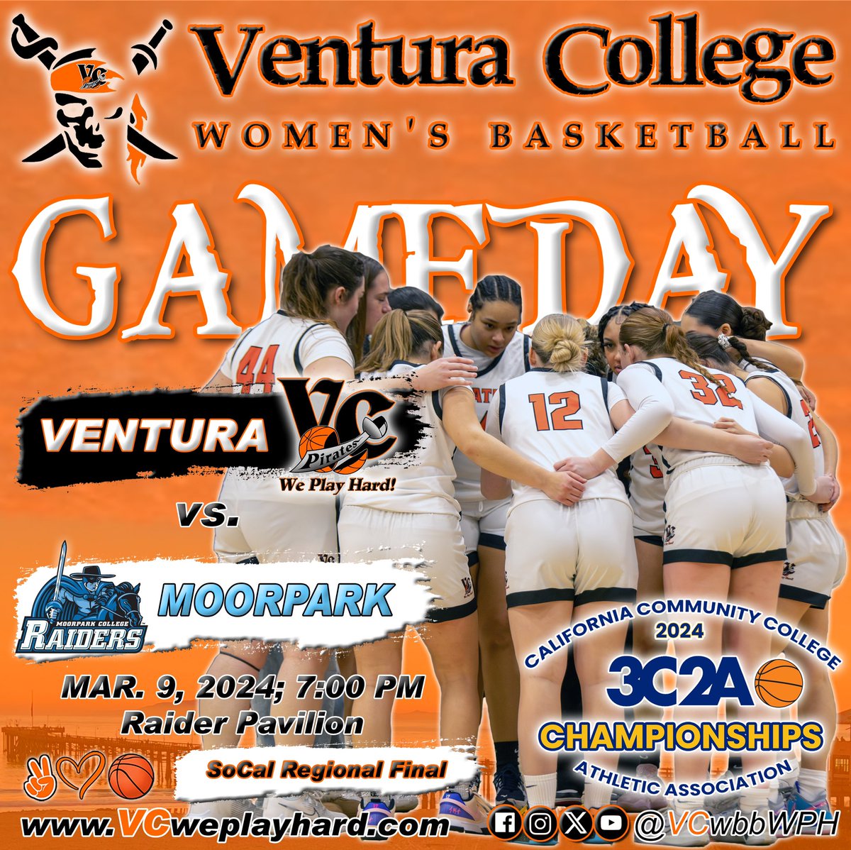 VCwbbWPH's tweet photo. 🏀 #GameDay
🆚 Moorpark
⏰ 7:00 pm
📍Raider Pavilion
🏆 @3C2Asports SoCal Regional Final
📱 Game Updates on X @VCwbbWPH
💻 https://t.co/g0X2xOgZwV
✌️🧡🏀
#VCWePlayHard #vcfamily #GoPiratesGo https://t.co/gct3B1Xvla