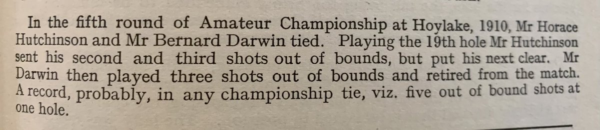 The next time you think you’re having a tough day on the links, consider the ignominious fate of two famous golf writers in an Amateur Championship match. Another gem from the 1932 Golfer’s Handbook. I happen to know that Bernard ran out of balls.