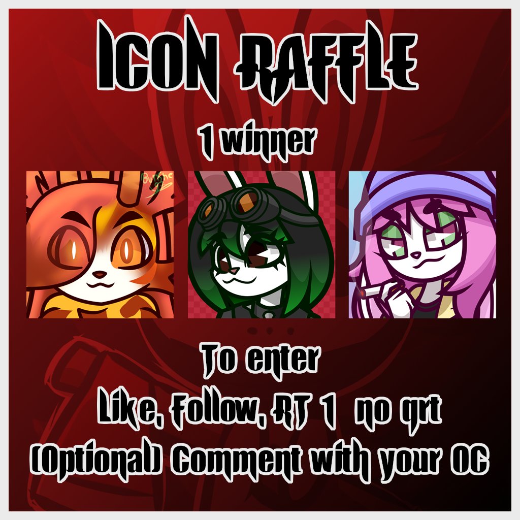 😈Emote Raffle😈
😈1 winner for a custom icon
😈Like, Follow, RT (no qrt) 
😈[Optional] Comment with your OC  

Ends 11 March  

😈Good luck everyone #artraffle #artgiveaway