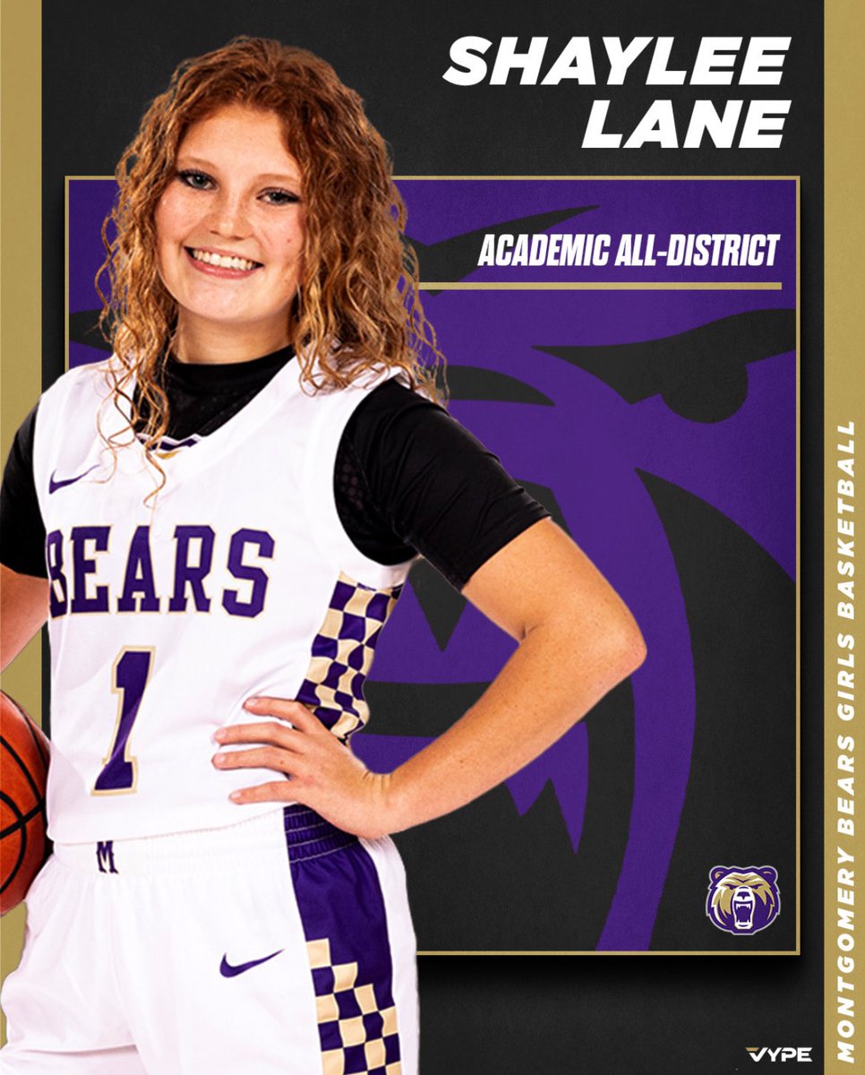 Big congratulations to Jr. Shaylee Lane. 21-5A Academic All-District! 🐻🏀💪