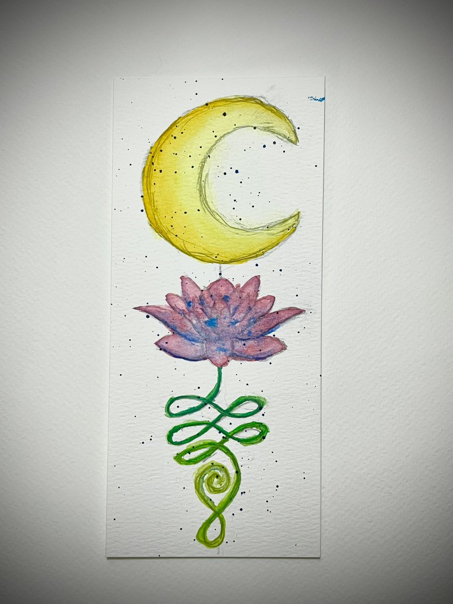 NatCBrooks's tweet photo. Also used my Daniel Smith Watercolour paints for a random design I created myself 🥰🎨🖌️🌙🪷✨
#craftynat83 #watercolour #moon #lunarpower #unalome #chakra #lotusflower #spiritual #meditation https://t.co/YLag2i7url