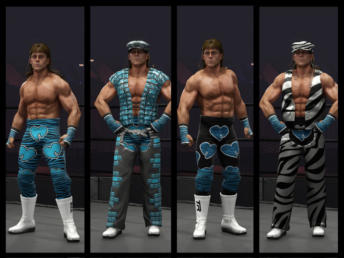 A bunch of HBK Attires available now. Hashtags: ShawnMichaels, HBK, Valoween #WWE2K4