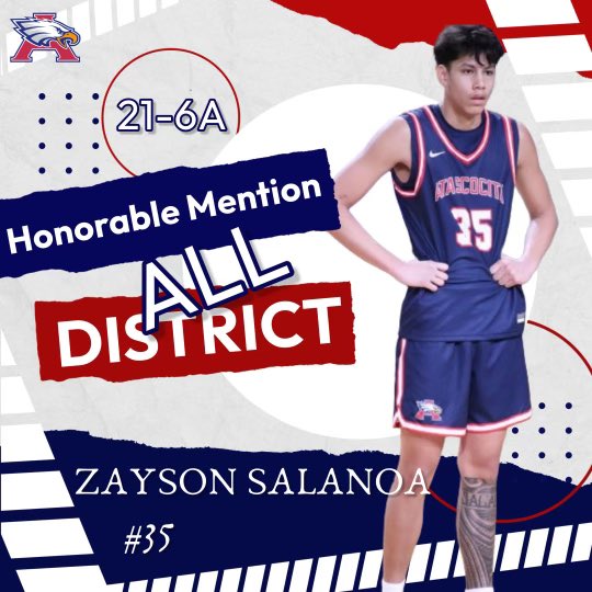 Congrats to Zayson Salanoa @SalanoaZayson on his Honorable Mention All District 21-6a selection. @HumbleISD_AHS