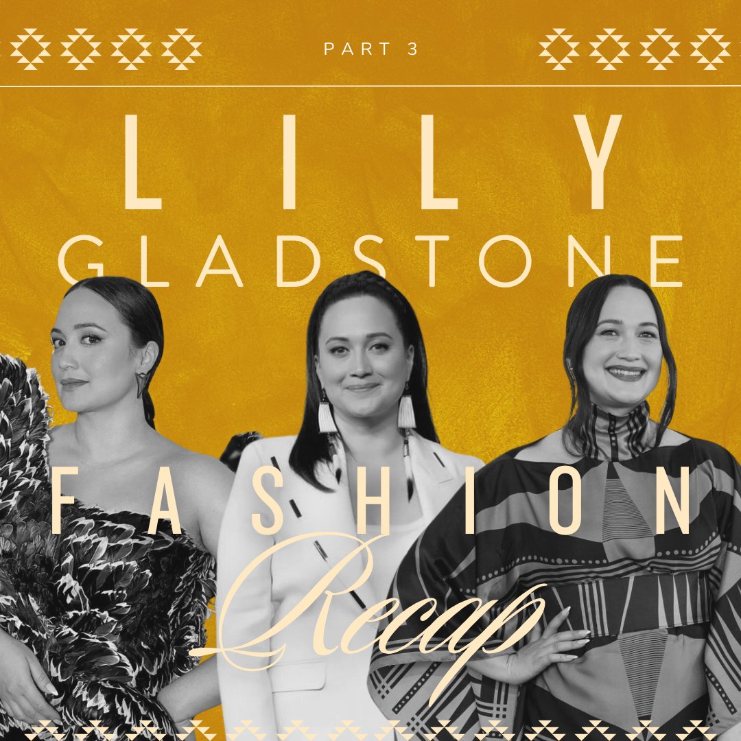 Tomorrow we'll cheer on our favorite #Oscar nominee for Best Actress, @Lily_Gladstone (Siksikaitsitapii/Nimíipuu). Let's celebrate the looks that Lily has worn showcasing Native fashion!

#LilyGladstone #AcademyAwards2024 #NativeFashion #IndigenousFashion #OurStoriesOurVoices