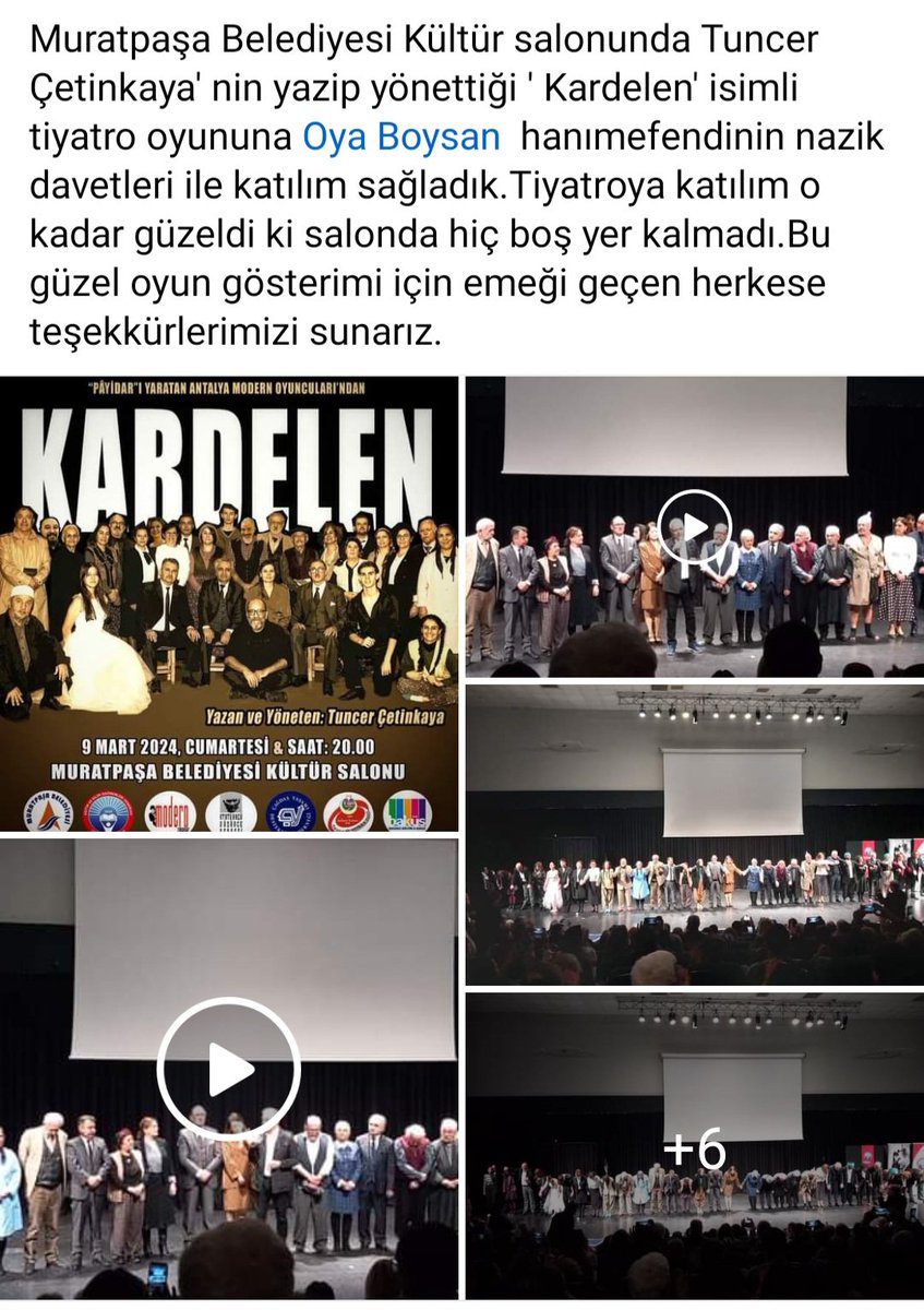 #Antalya #Muratpaşabelediyesi #kültürsalonu #Kardelen #isimli #tiyatro #oyunu #9mart #cumartesi #akşami #sahnelendi . 
#Atatürk #Cumhuriyet #köyenstitüleri ,#eğitim #öğretim 🇹🇷