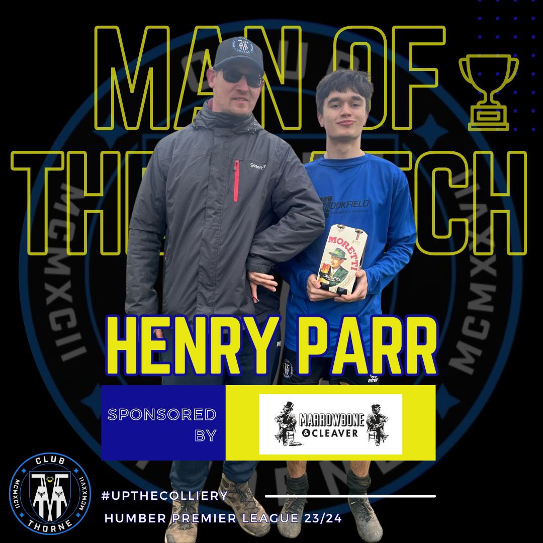 clubthornecoll's tweet photo. Todays Man Of The Match was awarded to Henry Parr 🏆

#manofthematch 
#colliery #clubthorne #upthecolliery #clubthorneacademy #thorne #moorends #doncasterisgreat #doncaster https://t.co/ECdfwCAntM