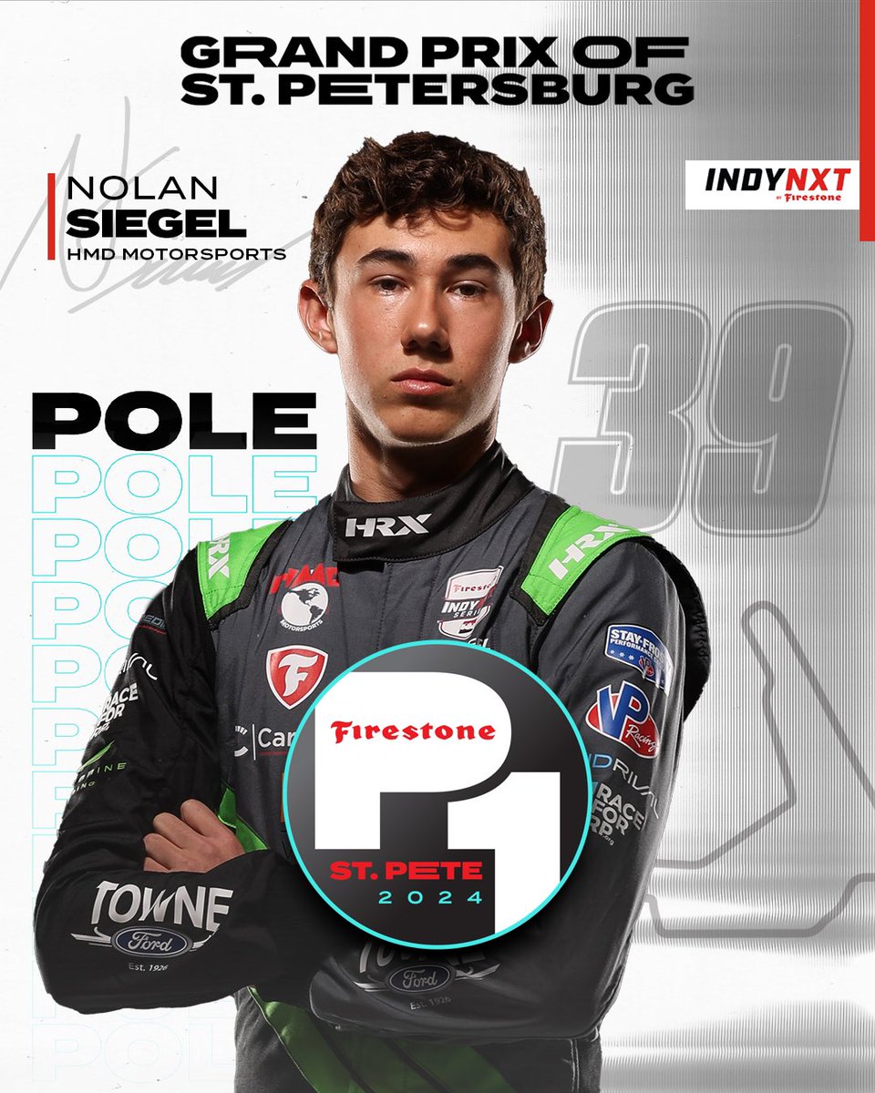 TO THE TOP 🗣️  @nolan_siegel takes home the Firestone P1 Award and will lead the field to green tomorrow.  #INDYNXT // @GPSTPETE