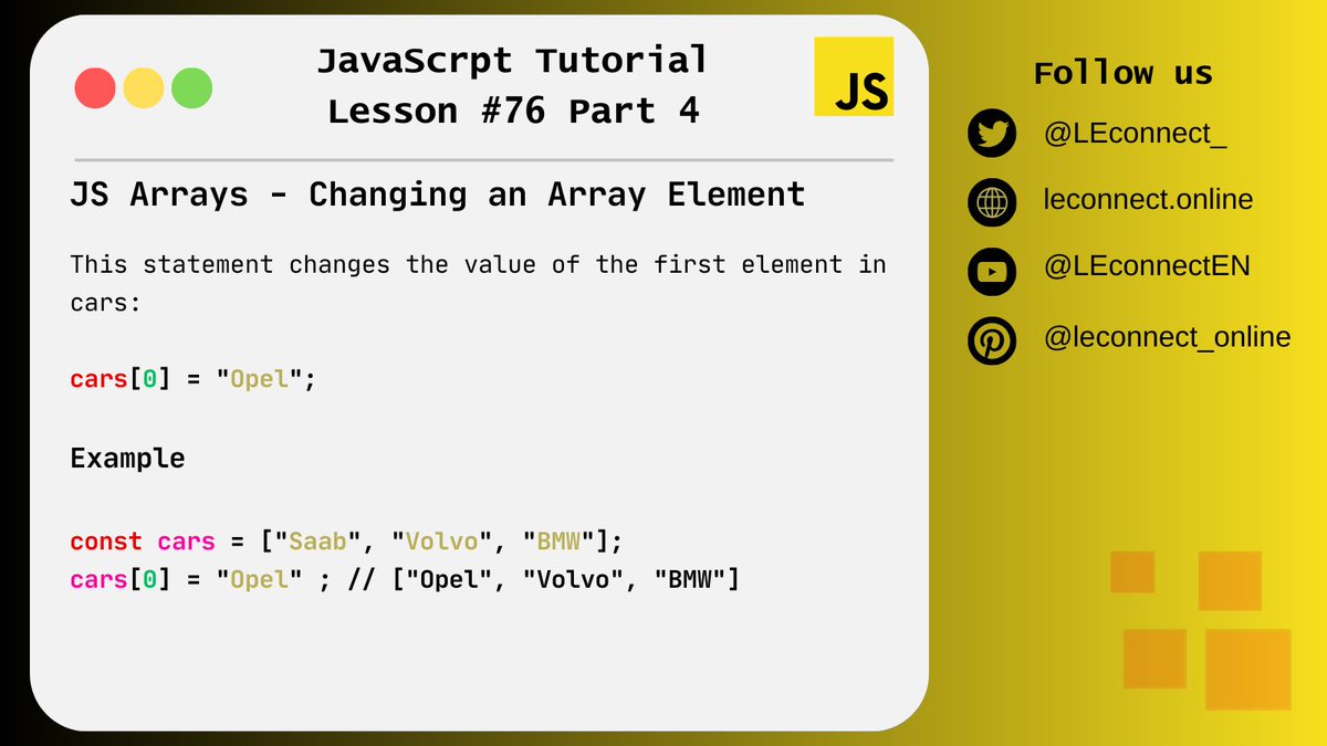 LEconnect_'s tweet photo. Daily content at 4pm about JavaScript.
Free JavaScript course. Learn now: https://t.co/kfBRwV3vIX

#html #css #javascript #react #vuejs #php
#javascripts #javascripttutorial #javascriptlearning #javascriptframework #javascriptdev #coursejavascript https://t.co/RABA29SBA8