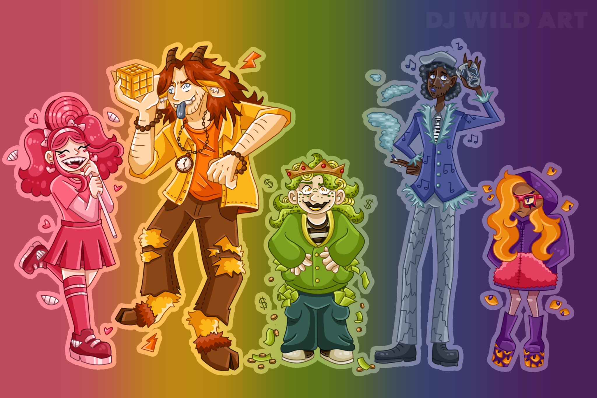 DJ ⭐️ on X: Fanart of the lords in black from npmd! 🩷💛💚💙💜 starkid  hatchetfield npmd lordsinblack t.co6tk7MJZZTk  X