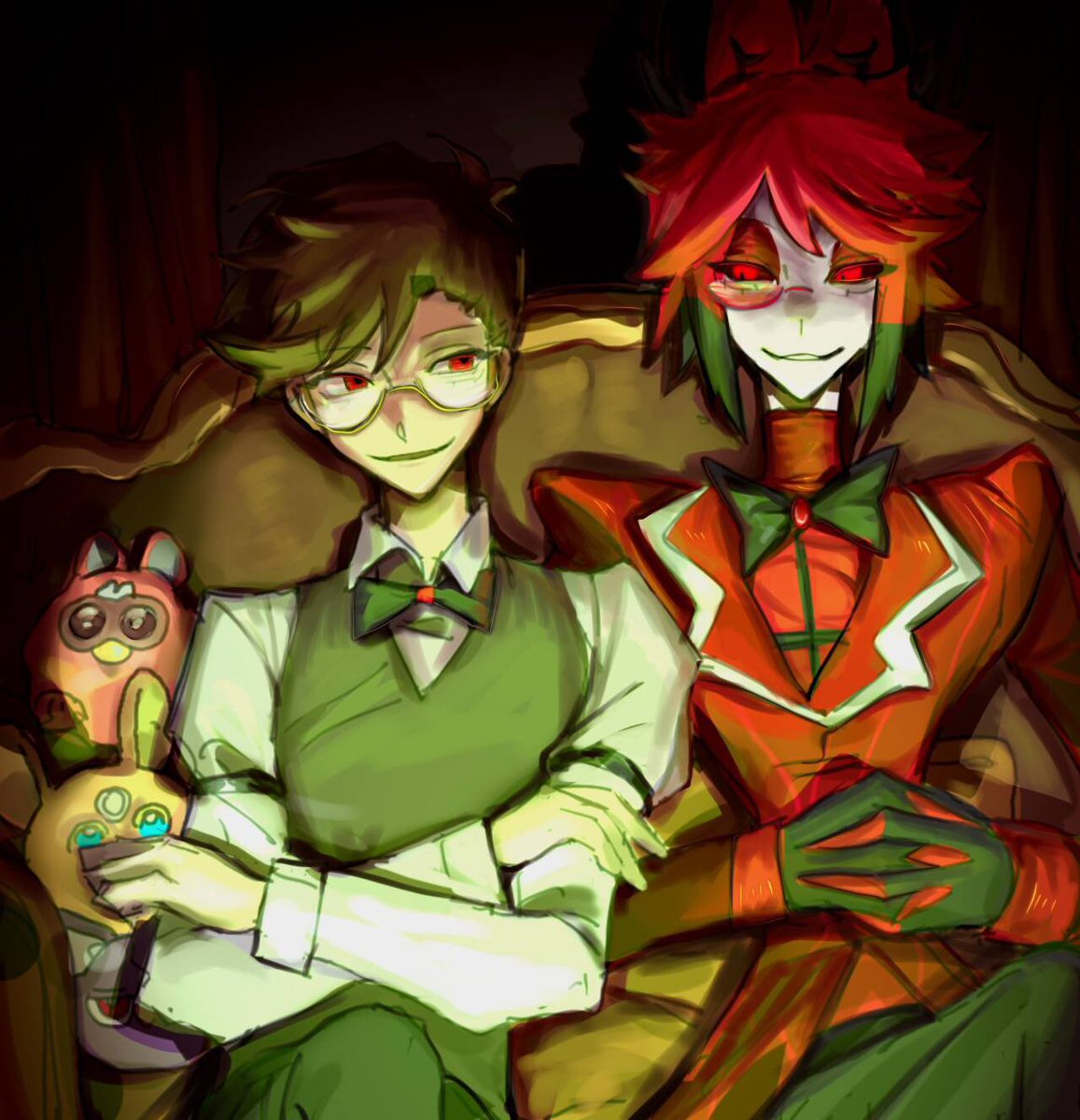 #HazbinHotel  #HazbinHotelAlastor #AlastorFanart 
collab art with <a href="/guyu68287625/">谷雨谷雨💖（低浮上</a> <a href="/mxluq11/">暮稀落奇</a> 

cozy movie night with furbyzz